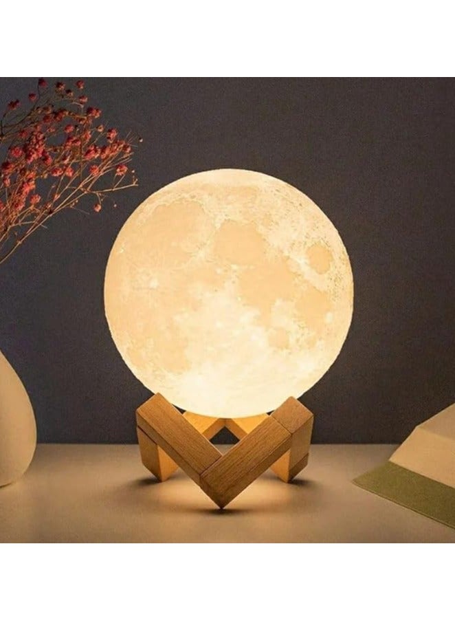 3D Moon Lamp - Night Light with 3D Moon Design, Warm and Cold Light for Home Decor 10cm - with Stand - Suitable for All Kinds of Decoration - Image 1