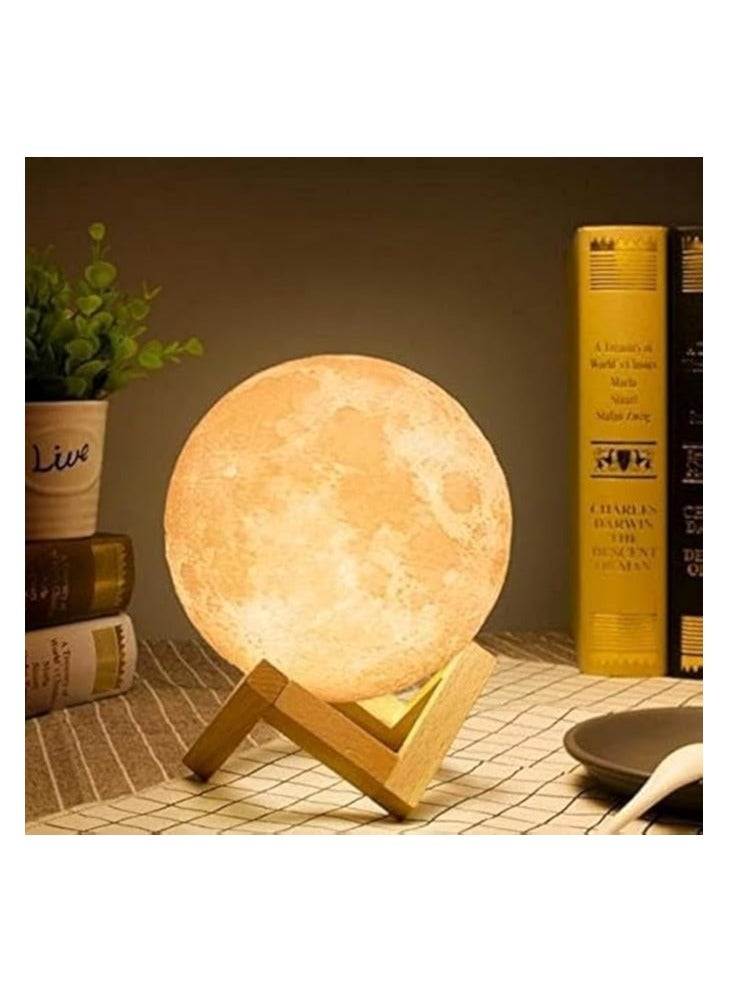 3D Moon Lamp - Night Light with 3D Moon Design, Warm and Cold Light for Home Decor 10cm - with Stand - Suitable for All Kinds of Decoration - Image 2
