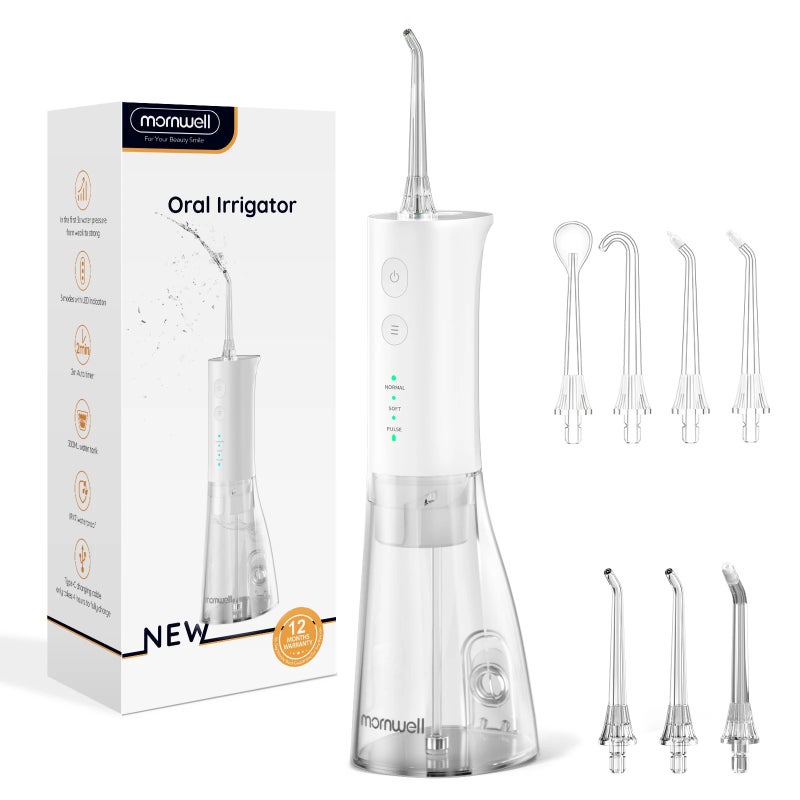 Mornwell F29 Portable Oral Water Flosser USB Rechargeable Jet Waterproof Pick 300ML Water Tank - Image 1