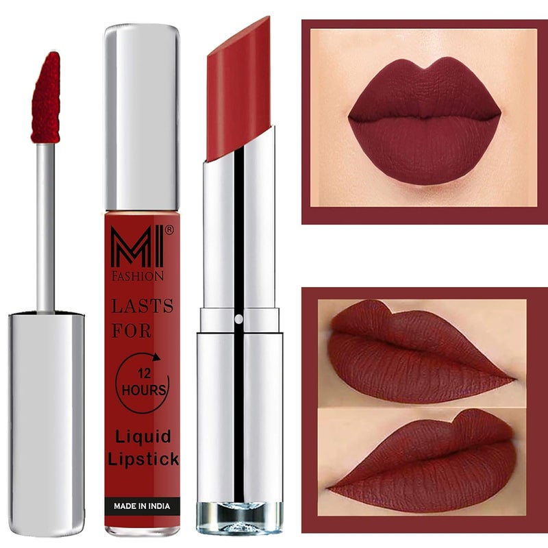MI Fashion Made in India Lipstick Combo Offers 100 Veg Long Lasting Brown Liquid Matte Lipstick Brown Sugar Creamy Matte Lipstick - Image 1
