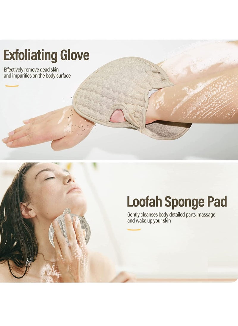 SYOSI Exfoliating Back Scrubber for Shower, 2 PCS Loofah with Glove and Sponge Pad Set, Long Deep Clean Washer Bath for Men and Women (36.5*4.5 inch)  - Image 4