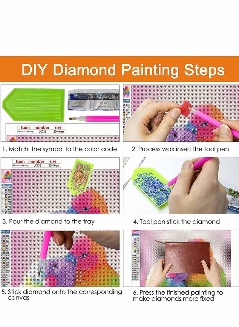 Excefore Color Parrot 5D Full Drill Diamond Art Painting Kit for Kids Crystal Rhinestone Painting Accessories Embroidery Paint with Diamond 12 x 16 Inch - Image 5