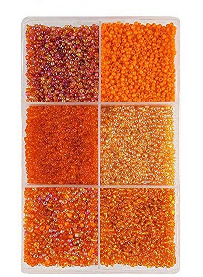 eshoppee 11/0 (2mm) Orange six Color Shades Glass Seed Beads for Jewellery Making kit Art and Crafts Materials for Embroidery Necklace Bracelet Earring Making Materials DIY kit (Orange 6 Tone) - Image 1