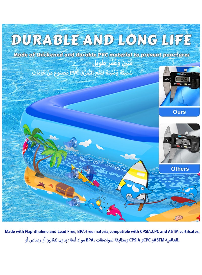 نورة بِرْكَةُ سِبَاحَةٍ قابِلَةٌ لِلْنَفْخِ مِنْ Acotsun، بِأَبْعَادٍ 210 سم × 138 سم × 55 سم، مُناسِبَةٌ لِشَخْصَيْنِ بَالِغَيْنِ أَوْ 3 أَطْفال. بِرْكَةٌ عائِلِيَّةٌ مُقَوَّاةٌ لِلْخَارِجِ وَالْحَدِيقَةِ، لِحَفْلَاتِ الصَّيْفِ وَحَفْرَاتِ الكُرَاتِ وَالرِّمالِ وَبِرَكِ الصَّيْد - Image 4