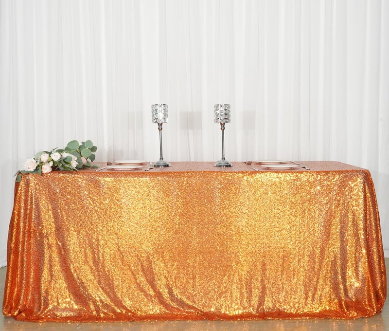 Poise3EHome Sequin Tablecloth 60x102 Inch  Orange Tablelcoth Sparkly Tablecloth for Christmas Birthday Party Graduation Decor - Image 3
