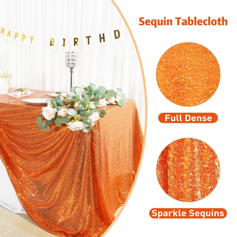 Poise3EHome Sequin Tablecloth 60x102 Inch  Orange Tablelcoth Sparkly Tablecloth for Christmas Birthday Party Graduation Decor - Image 4