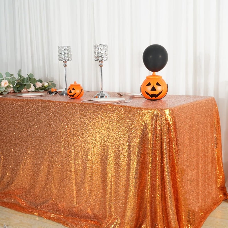 Poise3EHome Sequin Tablecloth 60x102 Inch  Orange Tablelcoth Sparkly Tablecloth for Christmas Birthday Party Graduation Decor - Image 2