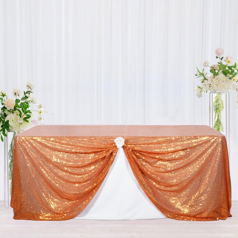 Poise3EHome Sequin Tablecloth 60x102 Inch  Orange Tablelcoth Sparkly Tablecloth for Christmas Birthday Party Graduation Decor - Image 1