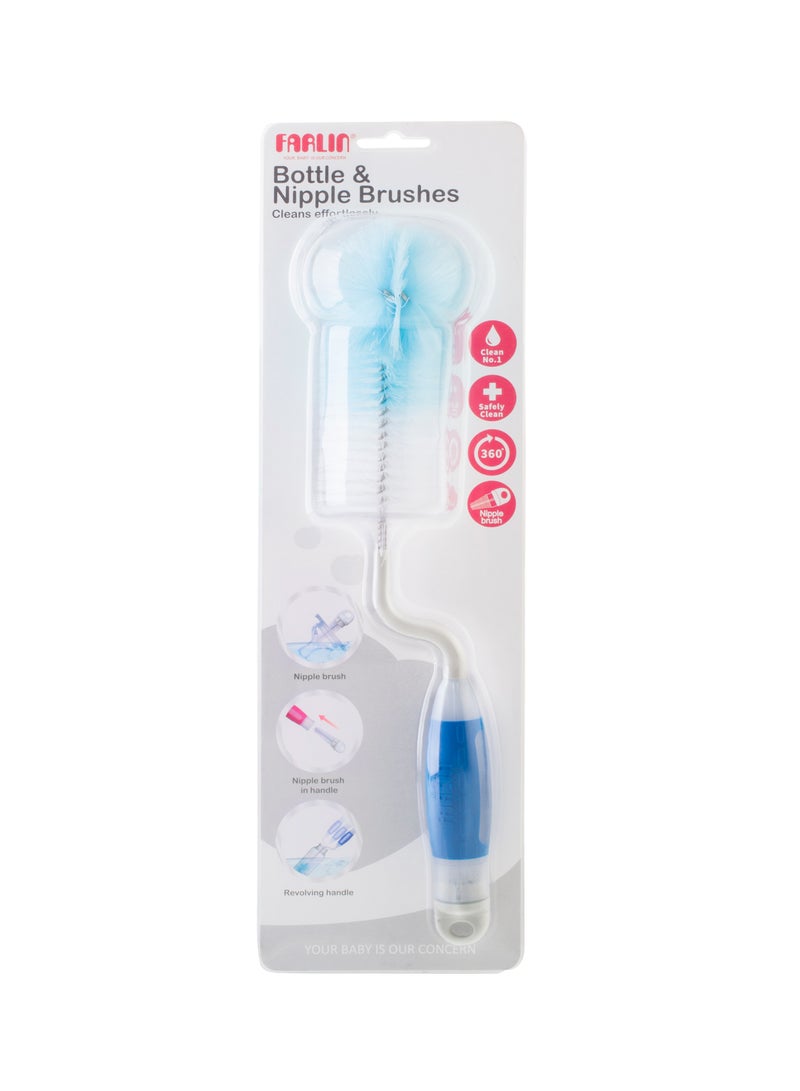 FARLIN Rotatable Bottle & Nipple Brushes – Blue/Red | Bottle Brush with Revolving Handle | Nipple Cleaning Brush | Hanging Handle (1 Set) - Image 5