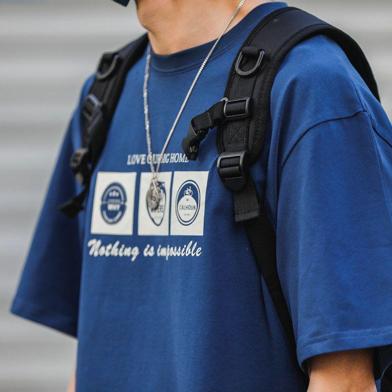 Vintage Printed Short-sleeved T-shirt Men's Ins Trendy Brand Fashionable Half-sleeved T-shirt Summer Top Loose Heavy Base Shirt - Image 5