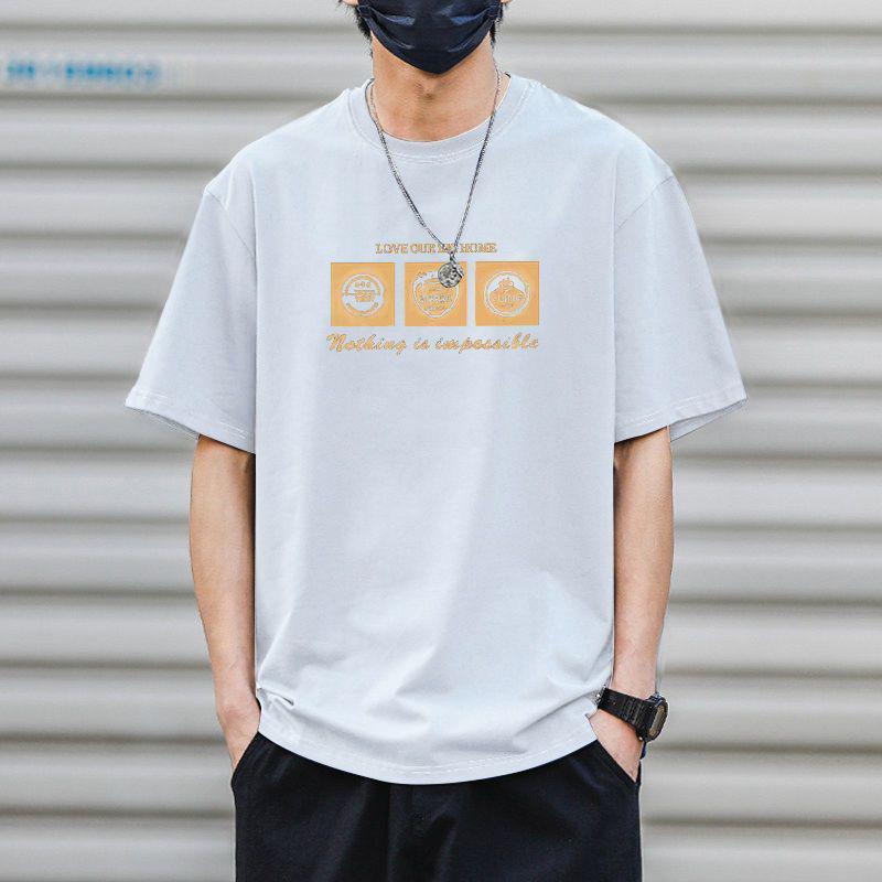 Vintage Printed Short-sleeved T-shirt Men's Ins Trendy Brand Fashionable Half-sleeved T-shirt Summer Top Loose Heavy Base Shirt - Image 4
