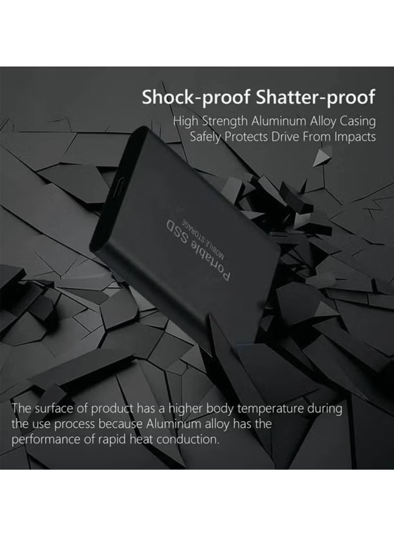 قرص صلب خارجي محمول سعة 2 تيرابايت، أقراص SSD صغيرة عالية السرعة، أقراص خارجية من النوع الصلب، سرعة نقل تصل إلى 430 ميجابايت/ثانية، يديع منفذ USB 3.1 و Type-C، متوافق مع ويندوز إكس بي وأجهزة الكمبيوتر المحمولة وماك (أسود) - Image 2