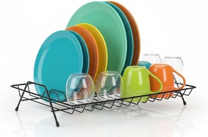 Premium 1-Tier Large Dish Drying Rack – Heavy-Duty Stainless Steel Kitchen Organizer with Utensil Holder & Sink Caddy – Rust-Resistant Matte Black Dish Strainer - Image 2