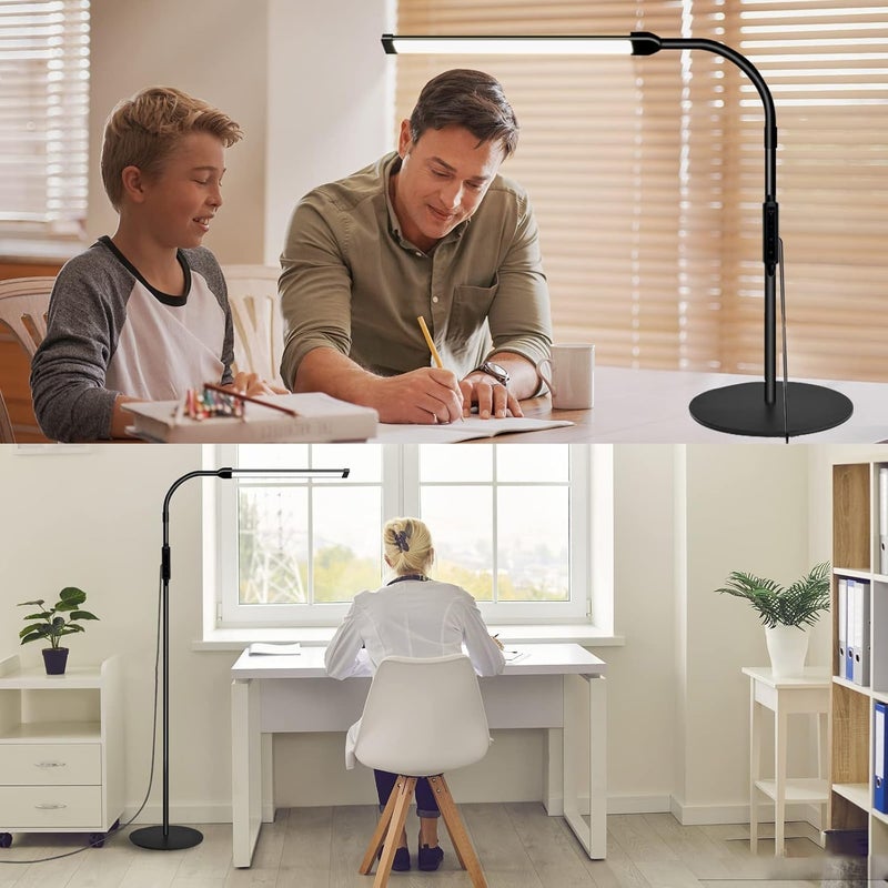 NEELABIL Led Floor Lamp for Eyelash Extensions Craft Task Floor Standing Light Adjustable Gooseneck Dimmable lash,Gooseneck for Reading Living Room Bedroom (Disc Base) (Tripod Base) (Piano Black) - Image 4
