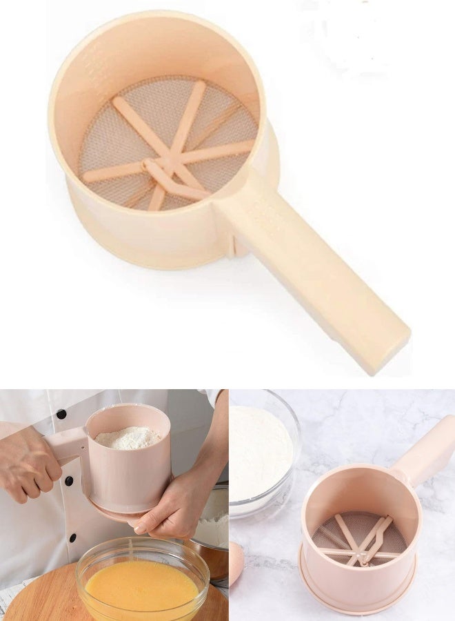 Professional Flour Sifter with Double Fine Mesh – One-Hand Press Sugar & Flour Sieve, Easy Crank Sifter for Baking Cakes, Cookies, Pastries & Powdered Sugar Dusting - Image 1