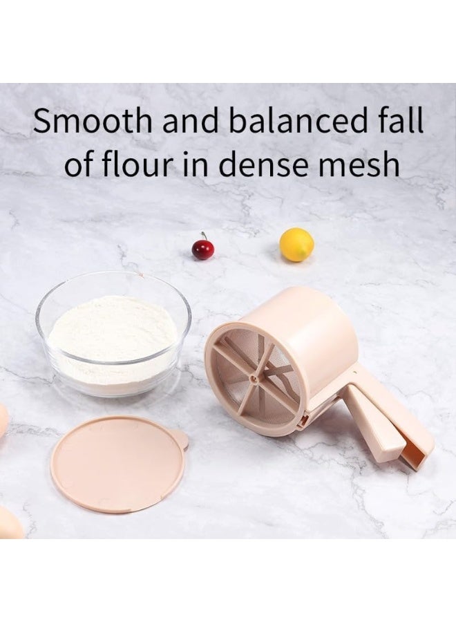 Professional Flour Sifter with Double Fine Mesh – One-Hand Press Sugar & Flour Sieve, Easy Crank Sifter for Baking Cakes, Cookies, Pastries & Powdered Sugar Dusting - Image 2
