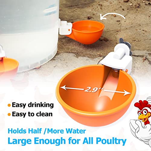 WORLEYX Large Automatic Chicken Waterer Cups with Inserts Chicken Water Feeder Suitable for Chicks Duck Goose Turkey and Bunny DIY Poultry Water Feeder Kit 5 PackOrange - Image 3