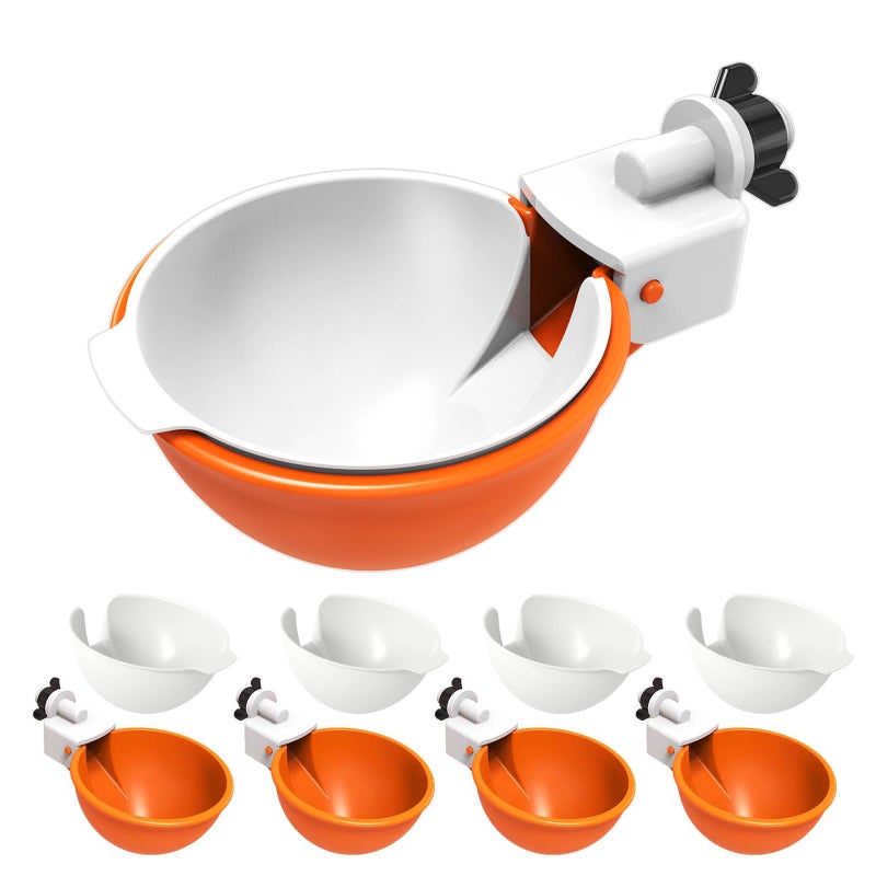 WORLEYX Large Automatic Chicken Waterer Cups with Inserts Chicken Water Feeder Suitable for Chicks Duck Goose Turkey and Bunny DIY Poultry Water Feeder Kit 5 PackOrange - Image 2