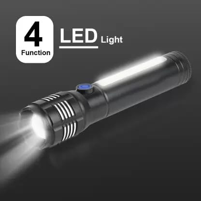 Care4 Care 4 4Mode Zoom Flashlight HighLowStrobe with Side COB Light and Durable Metal Body - Image 2