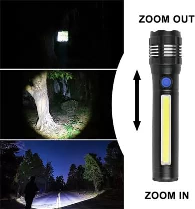 Care4 Care 4 4Mode Zoom Flashlight HighLowStrobe with Side COB Light and Durable Metal Body - Image 4