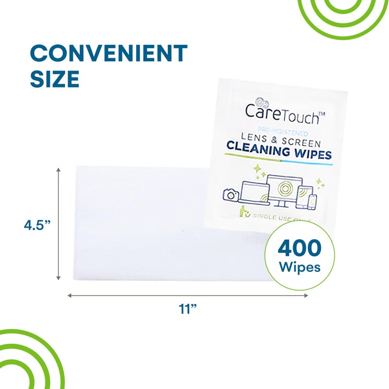 Care Touch Care Touch Lens Wipes for Eyeglasses - 400 Count Individually Wrapped Pre-Moistened Wipes, 4.5x11-Inch - Sunglasses, Screens, and Glasses Cleaner - Gentle and Portable for Cleaning of Devices  - Image 3