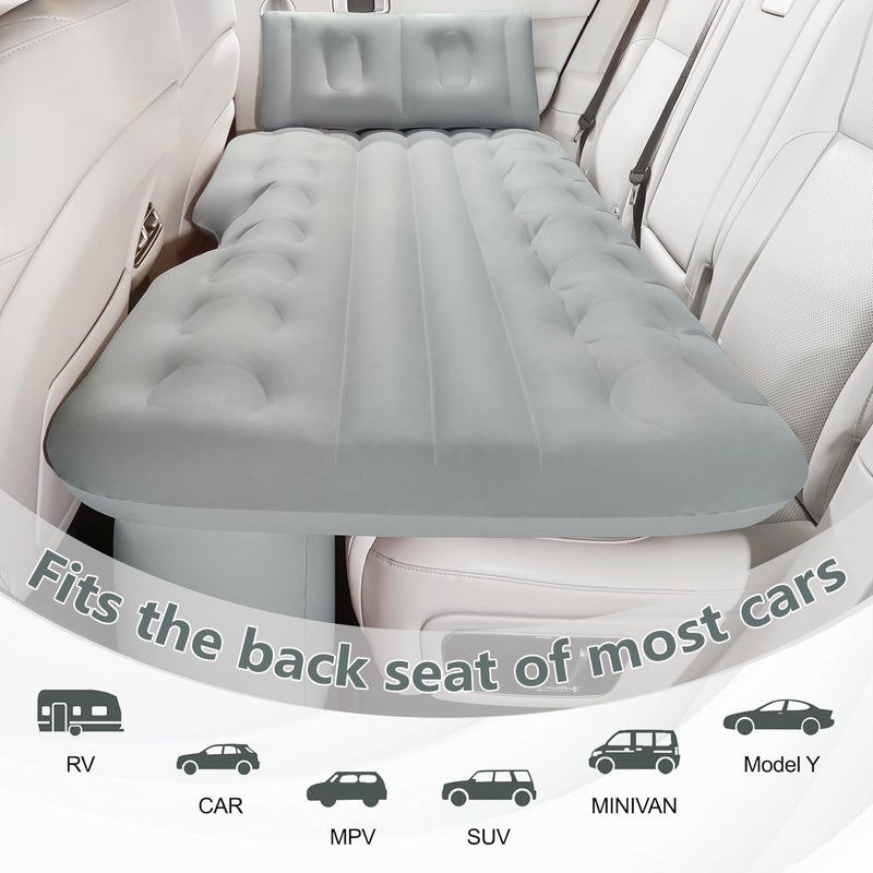 BEBAS Inflatable Car Air Mattress for Back Seat & SUV - All-in-One Design with Built-in Pump & Pillow, Quick 1-Key Inflation/Deflation, Comfort Portable Bed for Camping, Travel, Trucks | Gray - Image 2