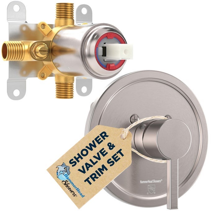 SOLID METAL SINGLEHANDLE TRIM KIT WITH ROUGHIN SHOWER VALVE VOLUME AND TEMPERATURE CONTROL PRESSURE BALANCE BRUSHED NICKEL