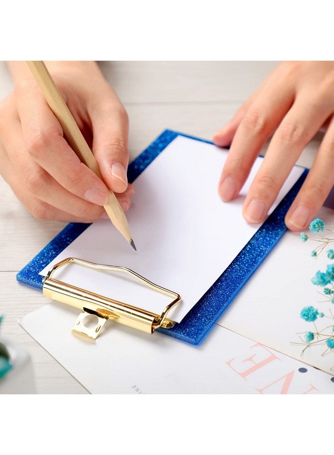 Junkin 3 Pcs Mini Acrylic Clipboard Bling Clipboard 4 X 6 Inch Small Clipboards Pocket Clipboard Glitter Memo Clipboards With Profile Clip For Kids Student Teacher School Office Supplies - Image 4