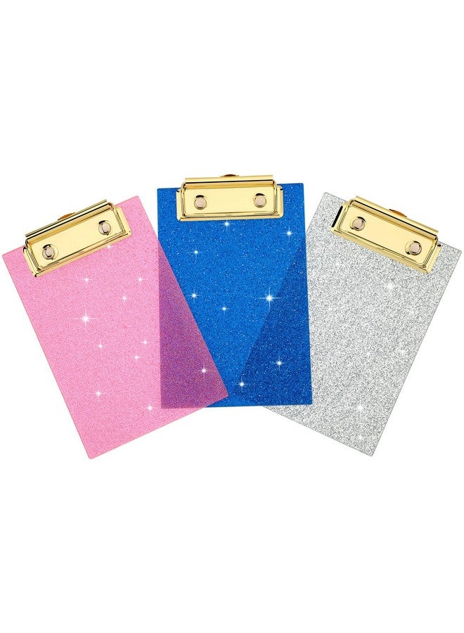 Junkin 3 Pcs Mini Acrylic Clipboard Bling Clipboard 4 X 6 Inch Small Clipboards Pocket Clipboard Glitter Memo Clipboards With Profile Clip For Kids Student Teacher School Office Supplies - Image 1