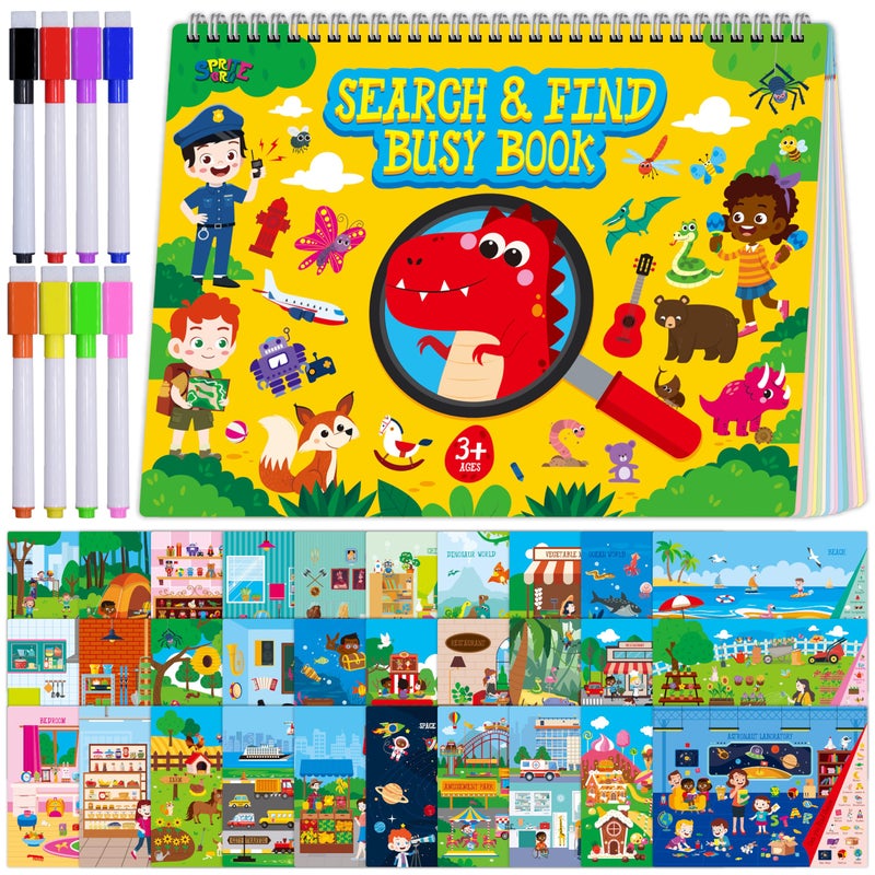 SpriteGru Search Find Book 30 Different Themes 32 Pages Activities Book Montessori Learning Toy Educational Game Autism Sensory Toys for Preschool Girls and Boys Ages 3 4 5 6 - Image 3