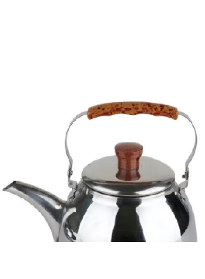 Bister Stainless Steel Leak-Proof Wide Mouth Tea Kettle with Wooden Handle Silver and Brown 2 L 01-004 - Image 3
