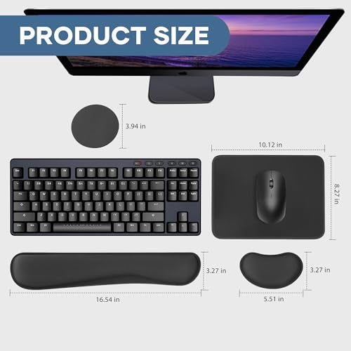 ABRONDA Office Ergonomic Memory Foam Computer Mouse and Keyboard Wrist Rest pad Support Carpal Tunnel Wrist Rest for Keyboard and Mouse Wrist Support Set - Image 3