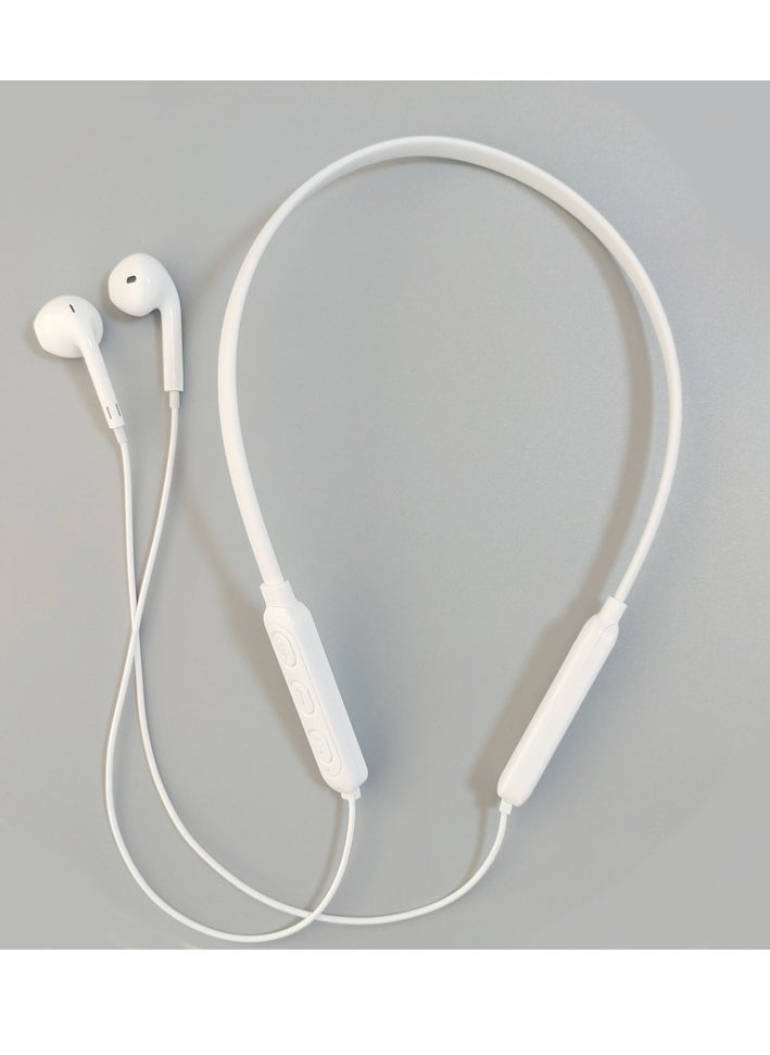 Generic New Wireless Bluetooth Headphones Hanging Neck Stereo Noise Canceling Universal 5.0 Sports Headphones (White)  - Image 1