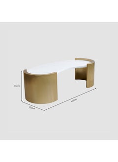 AL HUZAIFA FURNITURE Mia Coffee Table Ice Jade Marble And Brushed Gold  - Image 4