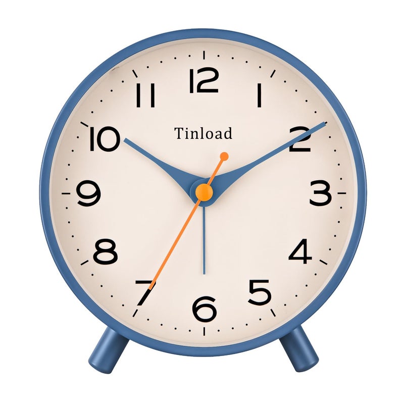 Tinload 4.5" Antique Retro Analog Alarm Clock, Small Silent Bedside Desk Clock,Lighted on Demand, Battery Operated, Snooze, for Living Room, Bedroom, Bedside(Blue) - Image 1