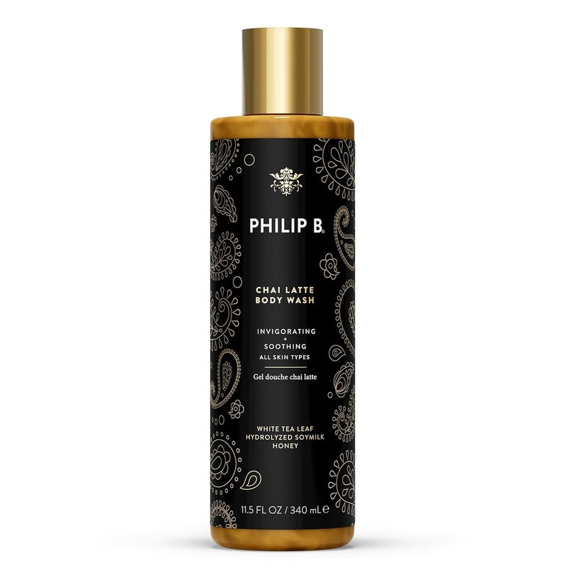 PHILIP B Chai Latte Body Wash 115 Fl Oz 340mL  Invigorating  Soothing Formulated with White Tea Leaf Hydrolyzed Soymilk  Honey for All Skin Types