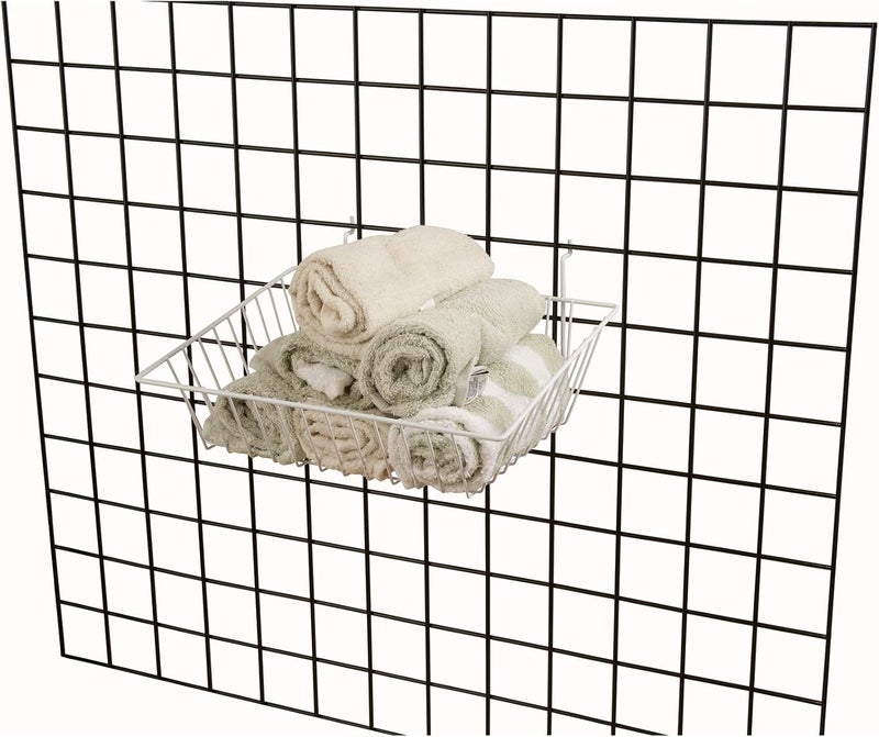 Econoco - White Multi-Fit Sloping Wire Basket for Slatwall, Pegboard or Gridwall (Set of 6) Metal Semi-Gloss Basket, White - Image 5