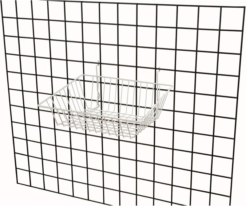 Econoco - White Multi-Fit Sloping Wire Basket for Slatwall, Pegboard or Gridwall (Set of 6) Metal Semi-Gloss Basket, White - Image 4