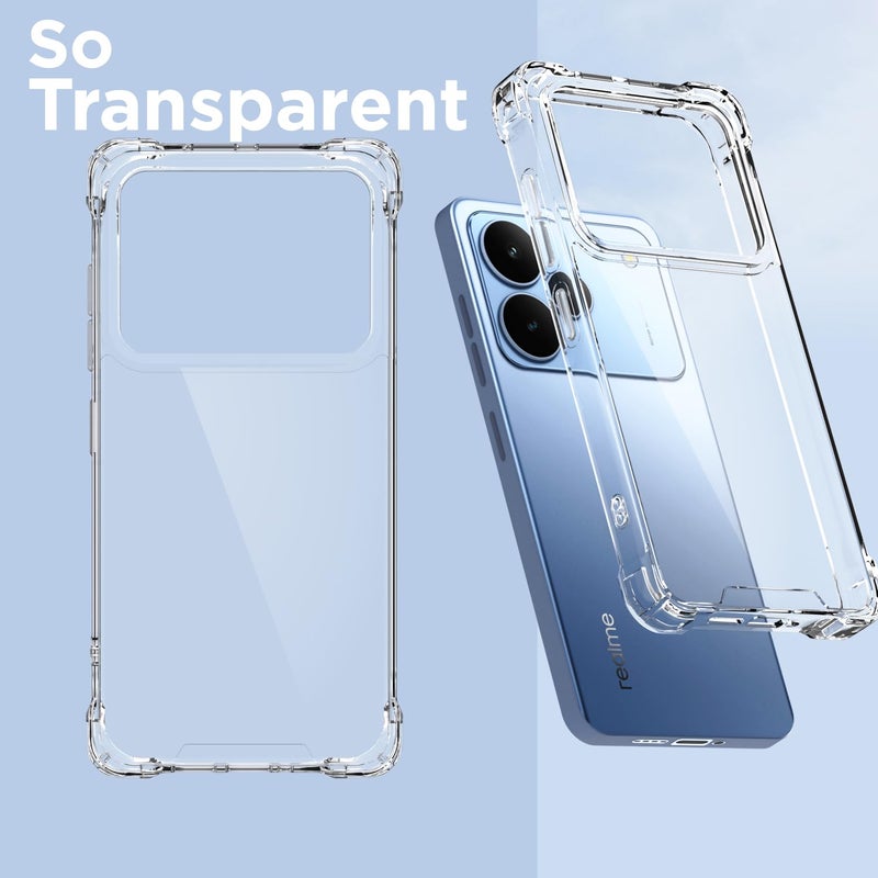 Pikkme Back Cover for Realme P4 5G PC + TPU Clear Transparent Raised Edges Shockproof Protective Phone Bumper Case(Transparent) - Image 2