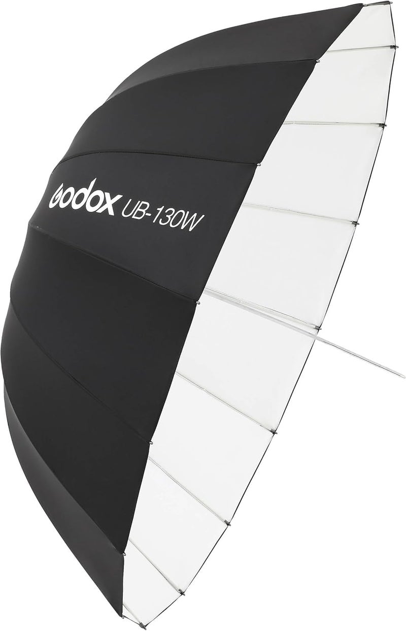 جودوكس مظلة عاكسة مكافئية عميقة من Godox UB-130W، قطر 51.2 بوصة (130 سم)، داخلية بيضاء، إضاءة ناعمة للاستوديو الفوتوغرافي، مظلة بيضاء للتصوير في الاستوديو الفيديو والتصوير بالفلاش السريع - Image 1