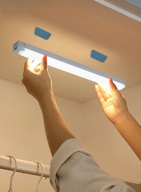 Motion Sensor Light - Dimmable - LED Light - Wireless Under Cabinet Lighting - Human Sensing Light - Human Body Sensor - Magnetic Installation - Rechargeable Night Light for Kitchen, Pantry, Staircase, Bedroom, Drawer, Closets, Hallway, Wardrobe