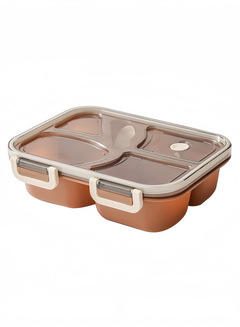 أروى بينتو مربع المحمولة الغداء مربع مانعة للتسرب سلطة الغداء الحاويات مع ملعقة ، براون - Image 2