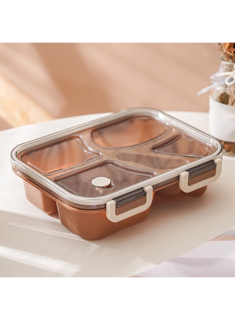 أروى بينتو مربع المحمولة الغداء مربع مانعة للتسرب سلطة الغداء الحاويات مع ملعقة ، براون - Image 1
