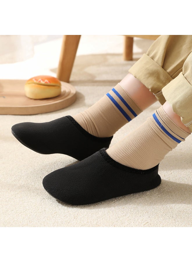 Children's Home Shoes, Floor Indoor Shoes, Men's And Women's Non-slip Soft Sole Plus Velvet Slippers, Home Cotton Shoes, Breathable And Warm
