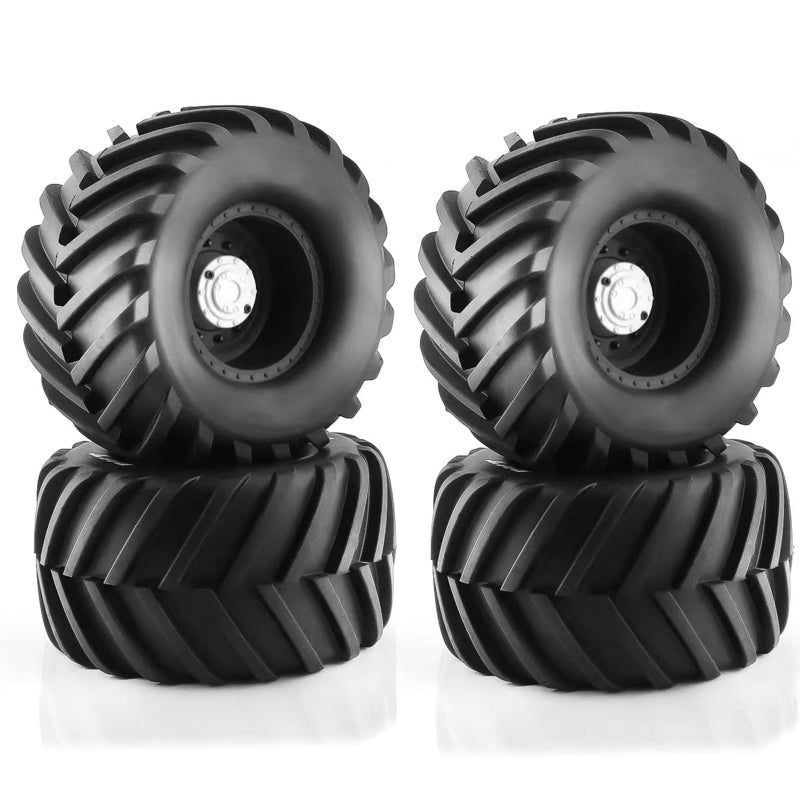 Chanmoo 18 RC Monster Truck Tires and 17mm Hex Wheels Rims Rubber Buggy Tyres for 18 Scale Off Road Truck Car Kaiju Tmaxx ERevo 33 Arrma Kraton 6S Typhon 3S Traxxas Maxx HPI Redcat 4PCS Black - Image 3