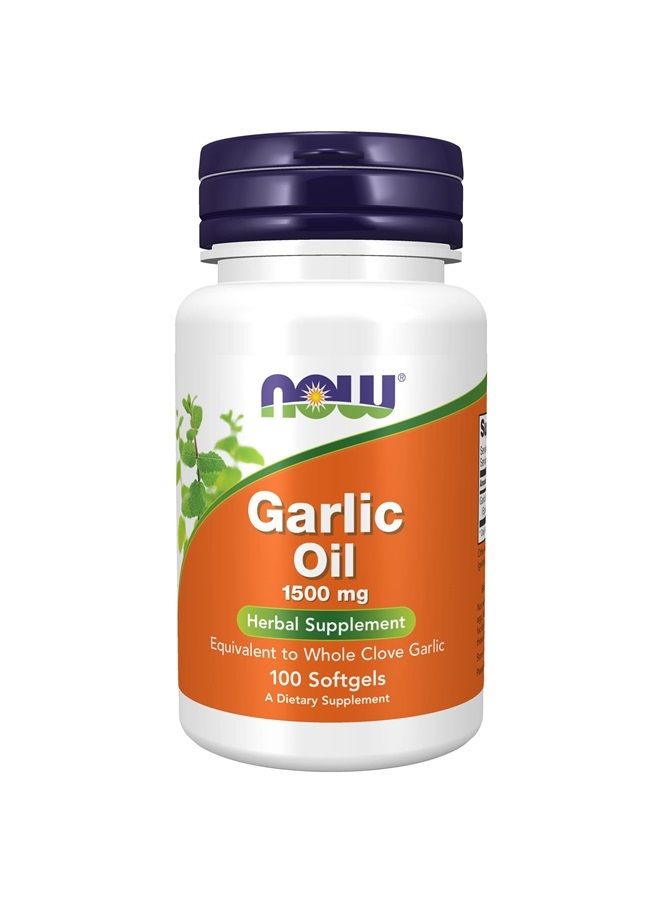 now مكملات، زيت الثوم 1500 ملغ، حجم الحصة يعادل فص الثوم الكامل، 100 كبسولة لينة - Image 1