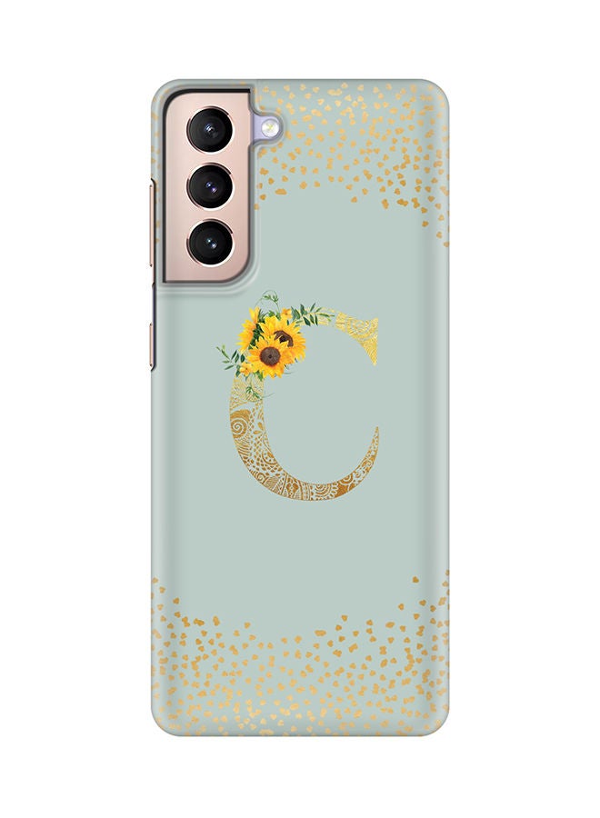Stylizedd Monogram Slim Cover for Samsung Galaxy S21 Plus 5G Case Custom Initials Letter Floral Pattern Snap Series Mobile Cover Matte Alphabet  - C (Light Green) - Image 1