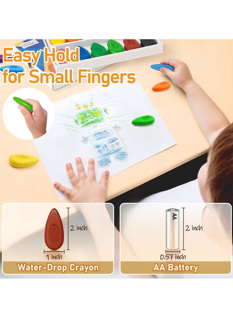 Deli 12 Count Toddler Crayons, Non Toxic Washable Crayons for Kids, Unbreakable Easy-Grip Water-Drop Crayons, Perfect for Little Hands, Toddler Coloring and Art Supplies - Image 4