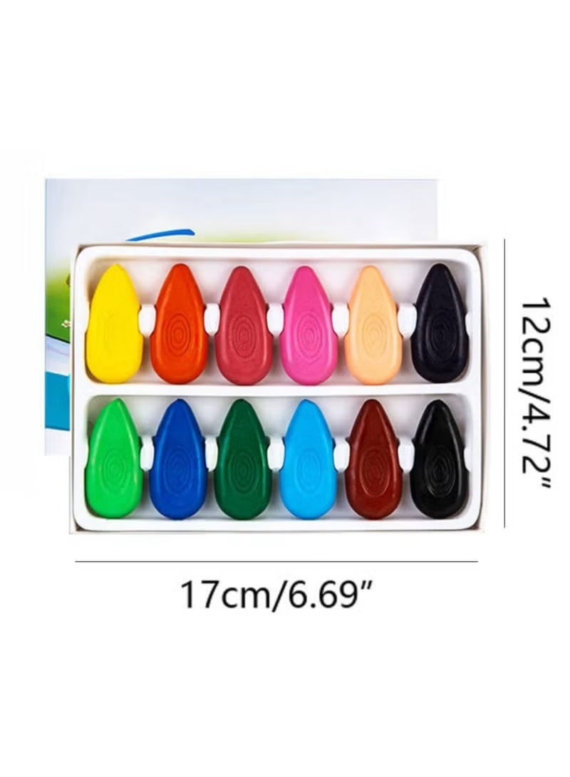 Deli 12 Count Toddler Crayons, Non Toxic Washable Crayons for Kids, Unbreakable Easy-Grip Water-Drop Crayons, Perfect for Little Hands, Toddler Coloring and Art Supplies - Image 2