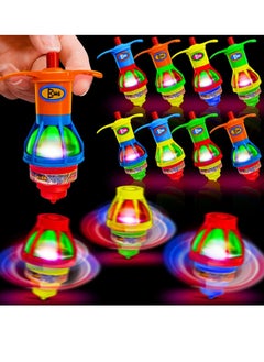 ARGT 12 Pack LED Light Up UFO Spinning Tops – Flashing Gyroscope Fidget Toys for Kids, Stress Relief, Party Favors, Glow in the Dark Birthday Goodie Bag Stuffers, Return Gifts, July 4th Party Supplies  - Image 1